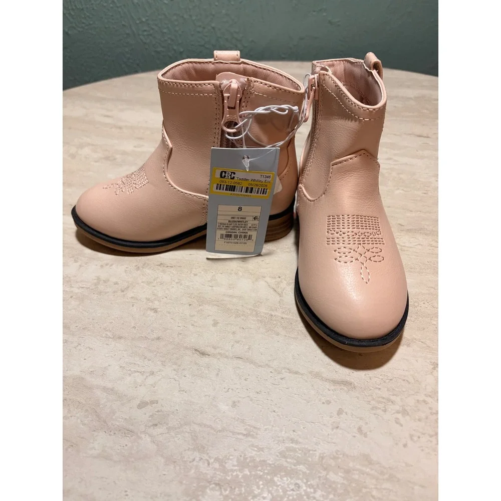 Cat & Jack Toddler Whitley Embroidered Western Cowboy Boots Blush Pink Size 8